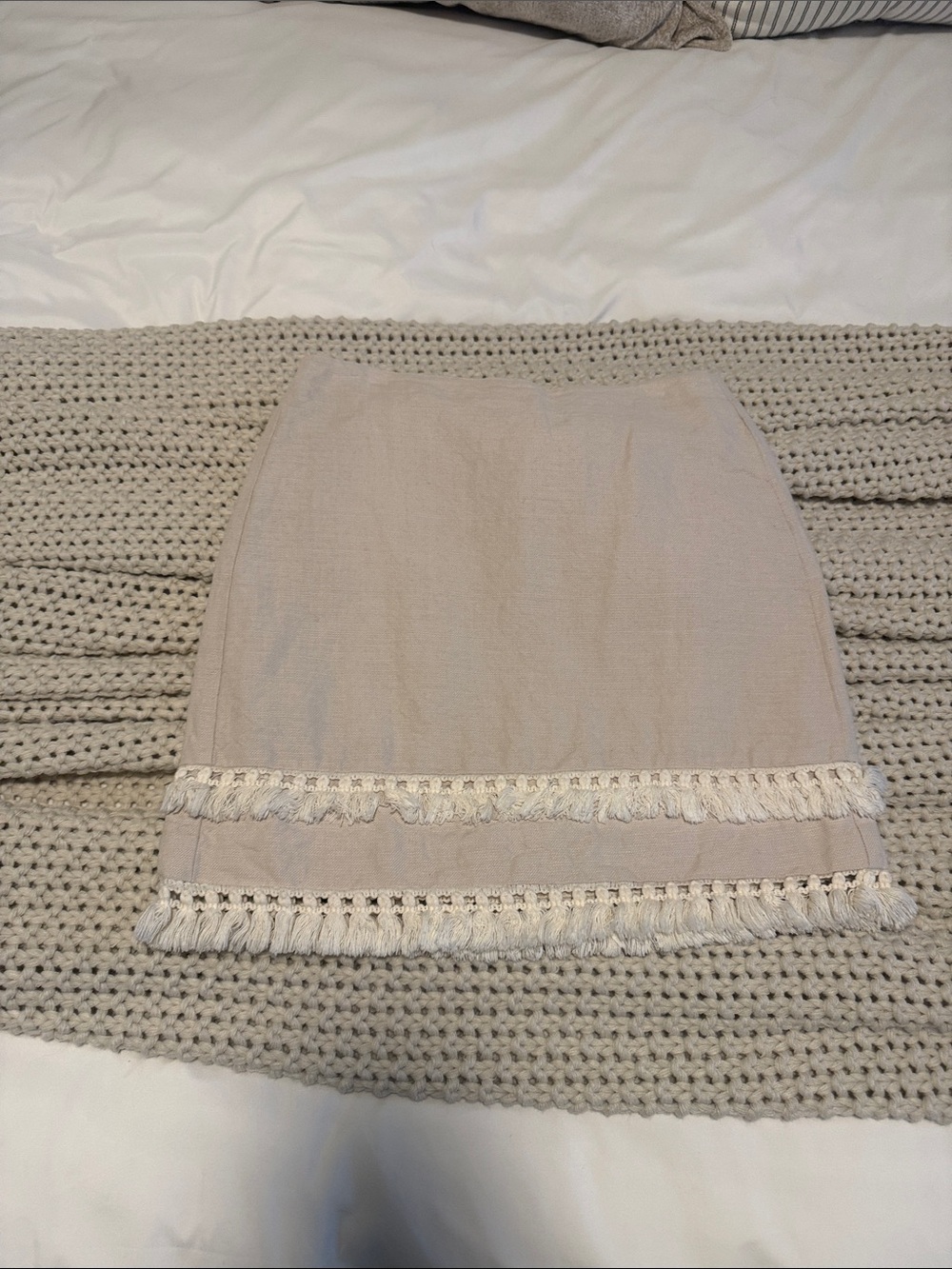 LOFT Tan Fringe Skirt. Excellent Condition.